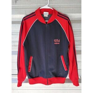 VINTAGE OLD SCHOOL MENS ADIDAS TEAM USA OLYMPICS RED WHITE BLUE TRACK JACKET M